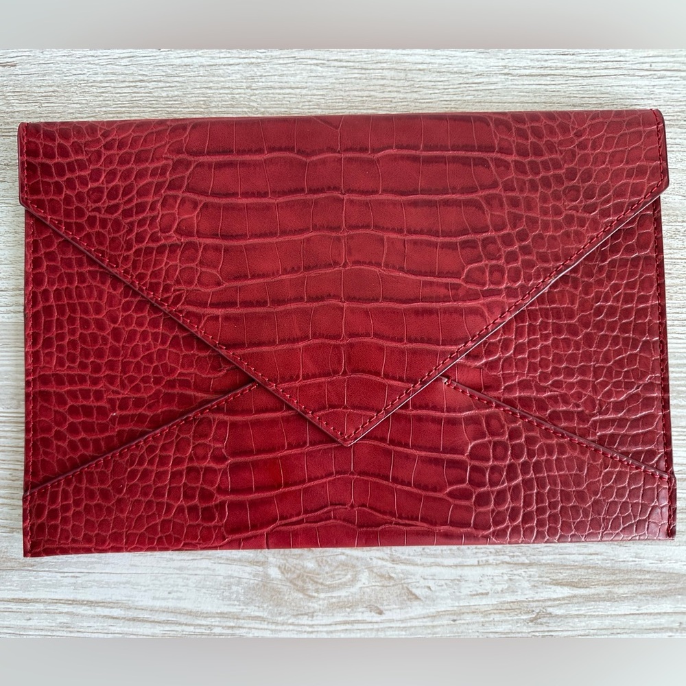 Banana Republic Red Croc-Embossed Envelope Clutch